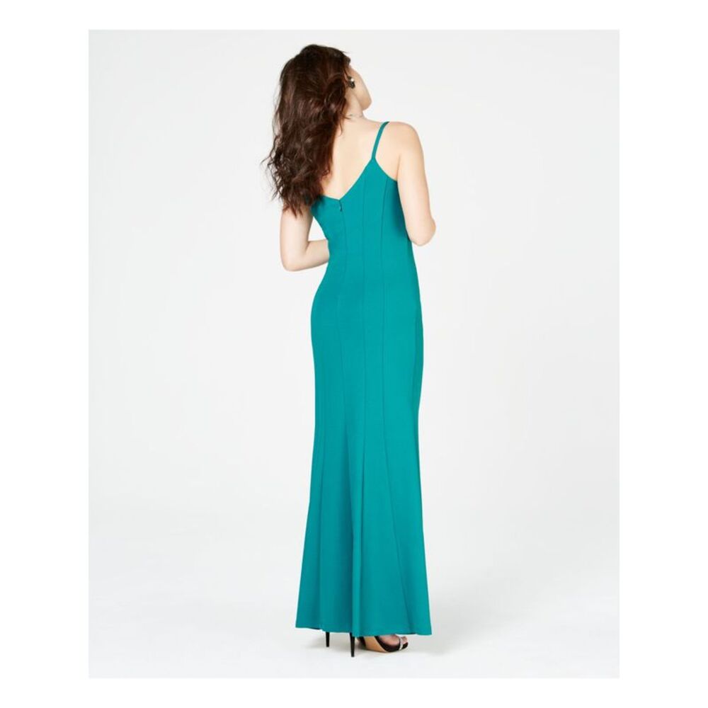 JUMP Womens Sheath Maxi Dress Green Spaghetti Strap V Neck Juniors 5\6 - Picture 2 of 3